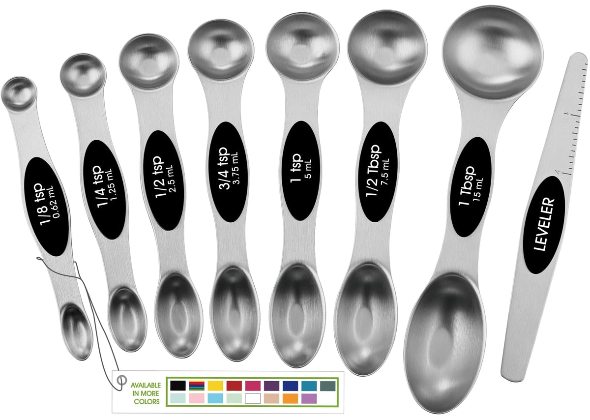 Spring Chef Magnetic Measuring Spoons Set of 8 for Kitchen, Multicolor