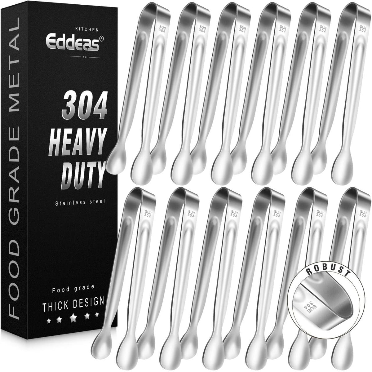 EDDEAS 12 PCS Small Serving Tongs, 4.3" Mini Gold Tongs, Gold Kitchen Tongs for Serving Food, Coffee Bar, Tea Party, Desserts Party and Ice Bucket