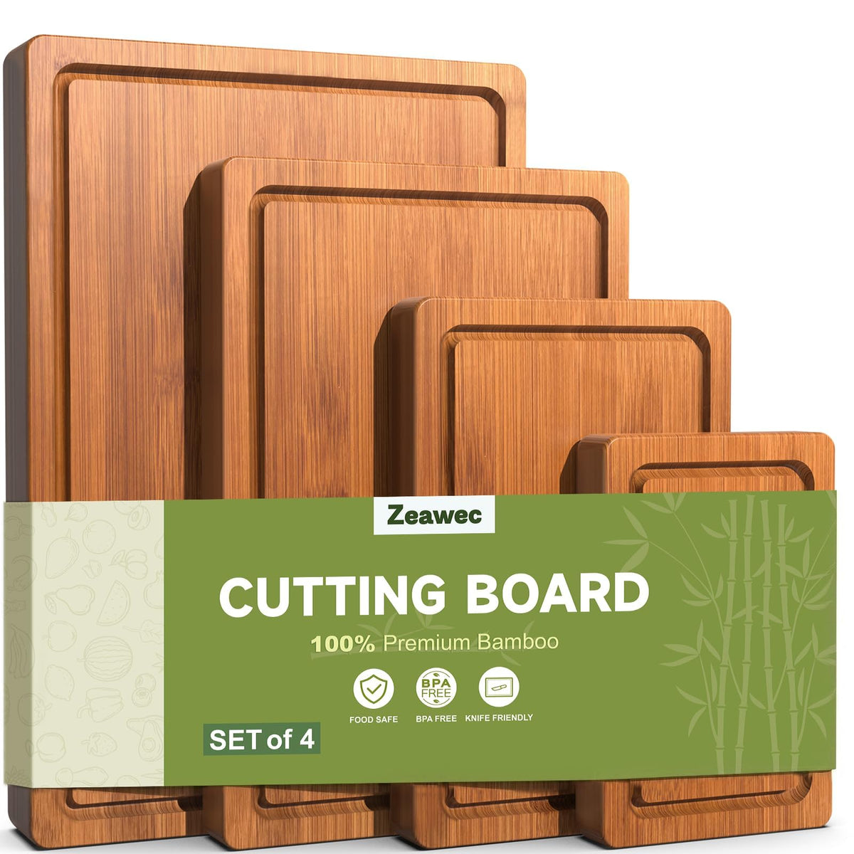 3-Piece Set Deep-Carbonized Bamboo Cutting Board for Kitchen, Carbonized