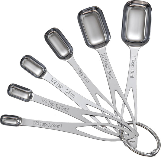 6pcs Narrow Measuring Spoons Set, Stainless Steel Spoons for Spice Jars