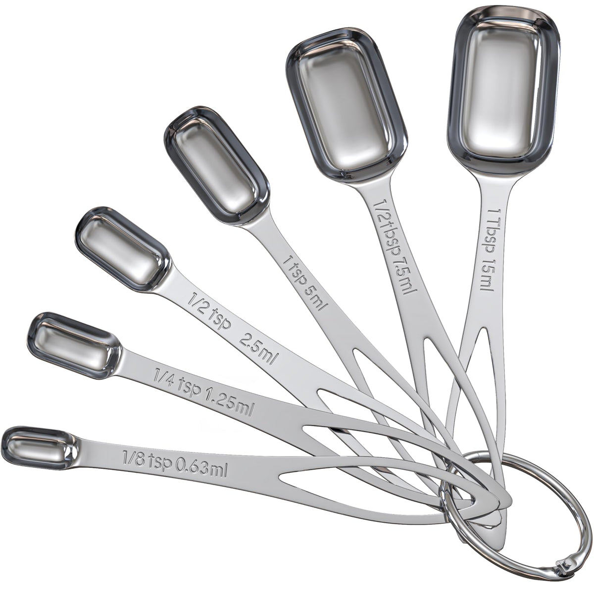 6pcs Narrow Measuring Spoons Set, Stainless Steel Spoons for Spice Jars