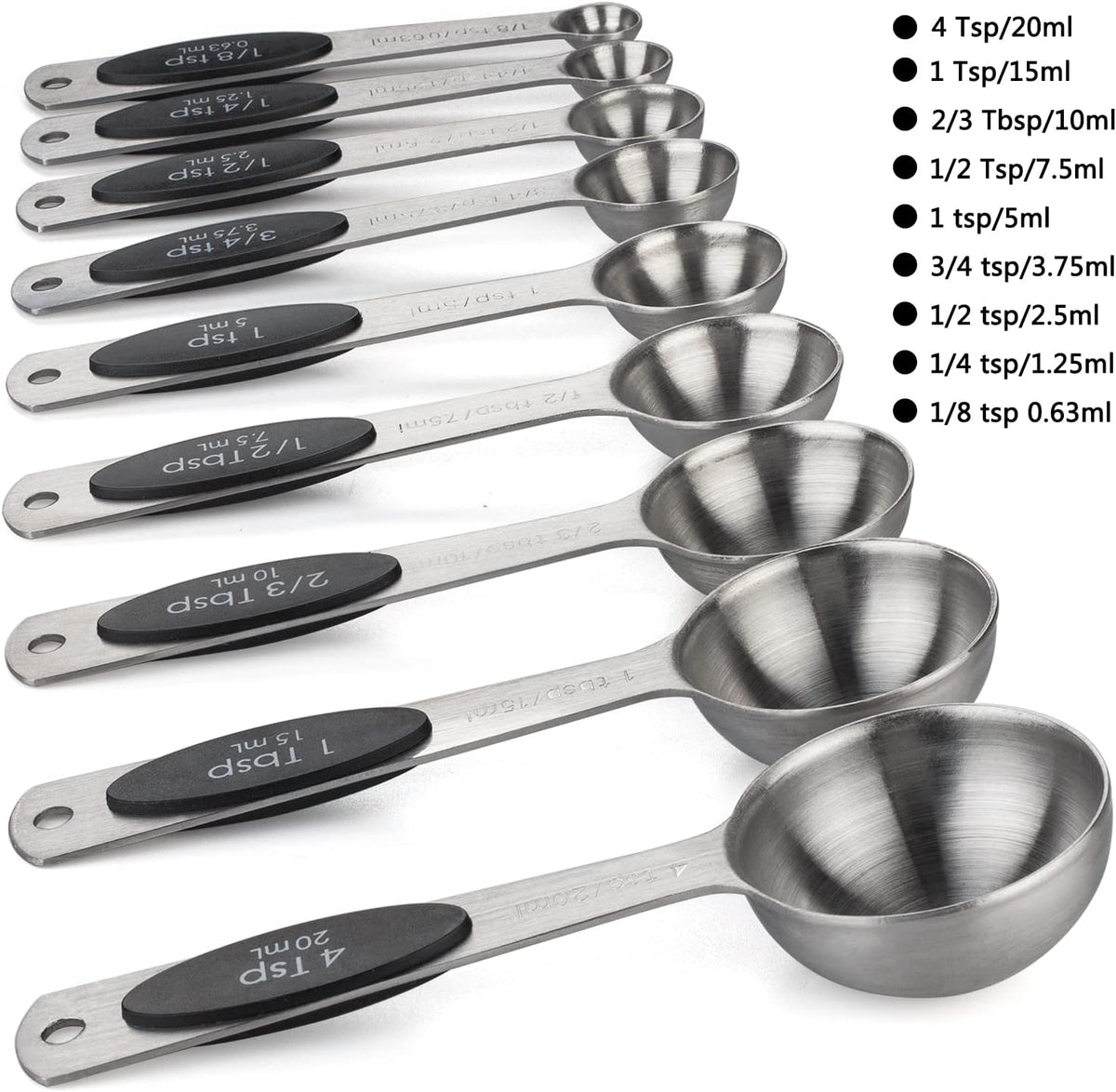 Magnetic Measuring Spoons Set of 9 Stainless Steel Measuring Spoons