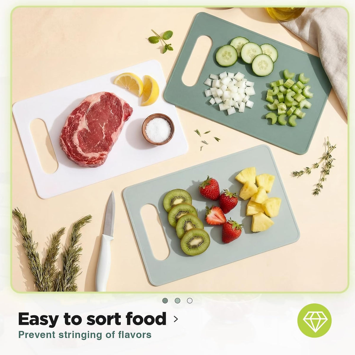 Ziliny 3 Pcs Flexible Small Cutting Boards for Small Kitchen