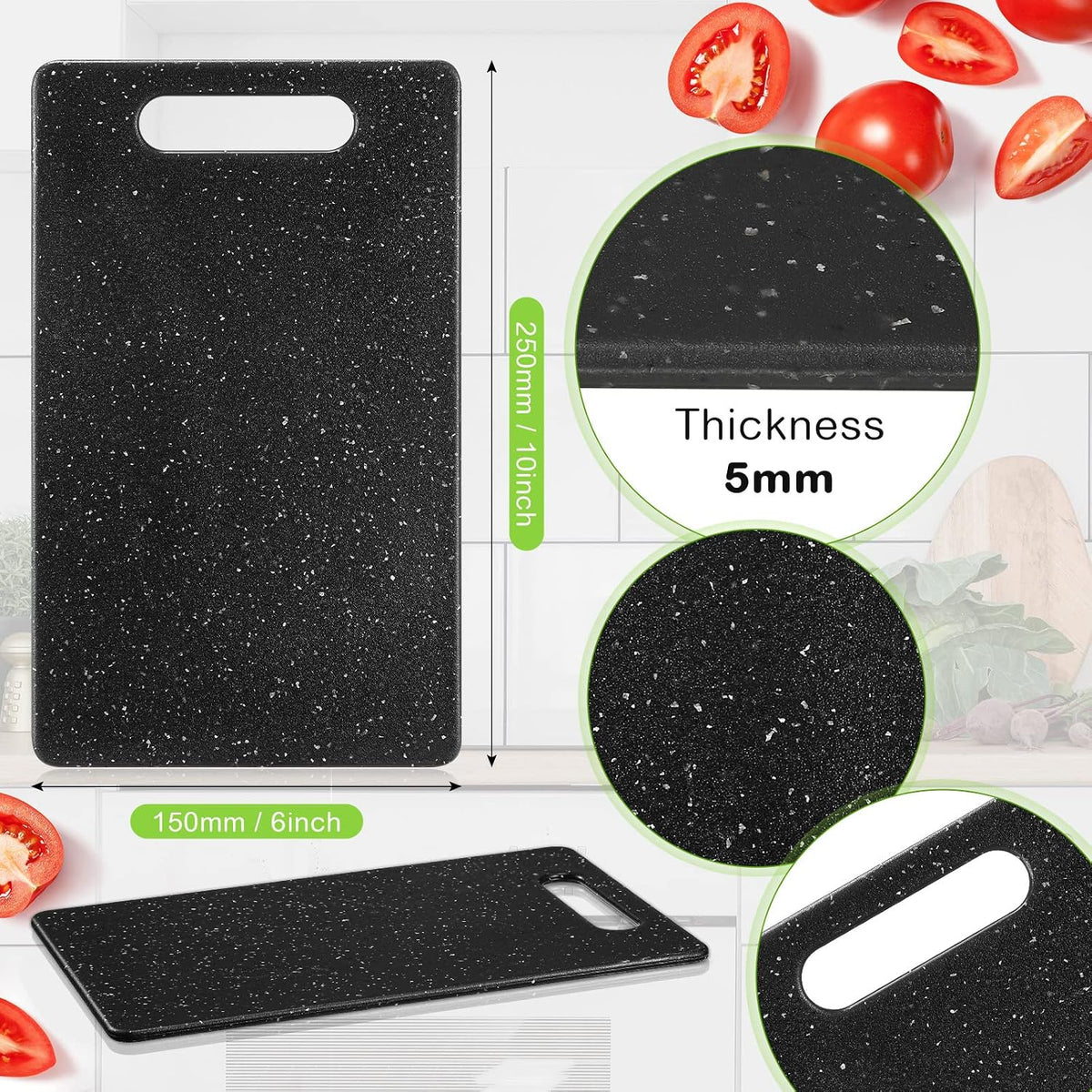 Lounsweer Small Plastic Cutting Board Kitchen, 6" X 10", Black