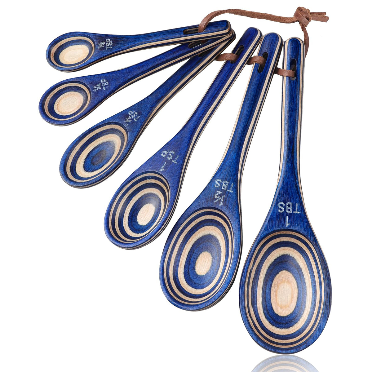 6pcs Measuring Spoons Set, Natural Acacia Wood, Tablespoon Teaspoon
