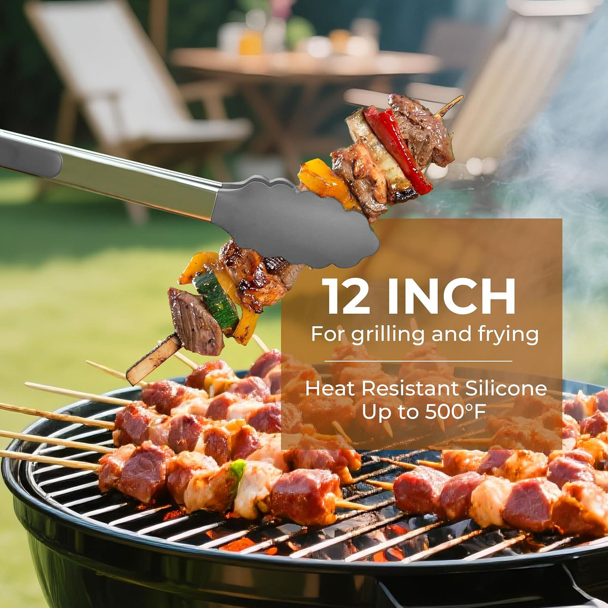 9" & 12" Silicone Cooking Tongs, Stainless Steel