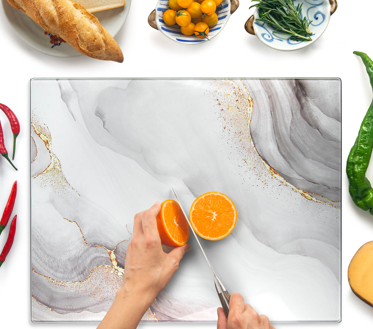 Kitchenville Glass Cutting Board 20”x16”: Tempered Glass Kitchen Counter Protector - Durable- Scratch-Resistant, Heat-Proof - Clear Design