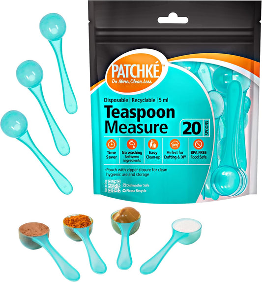 Plastic Measuring Spoons, Fits in Jar, Good for Formula, Coffee, Pet Food - 5 ml - 1 Teaspoon Mesure (20)