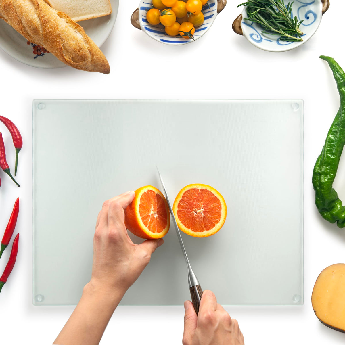 Kitchenville Glass Cutting Board 20”x16”: Tempered Glass Kitchen Counter Protector - Durable- Scratch-Resistant, Heat-Proof - Clear Design