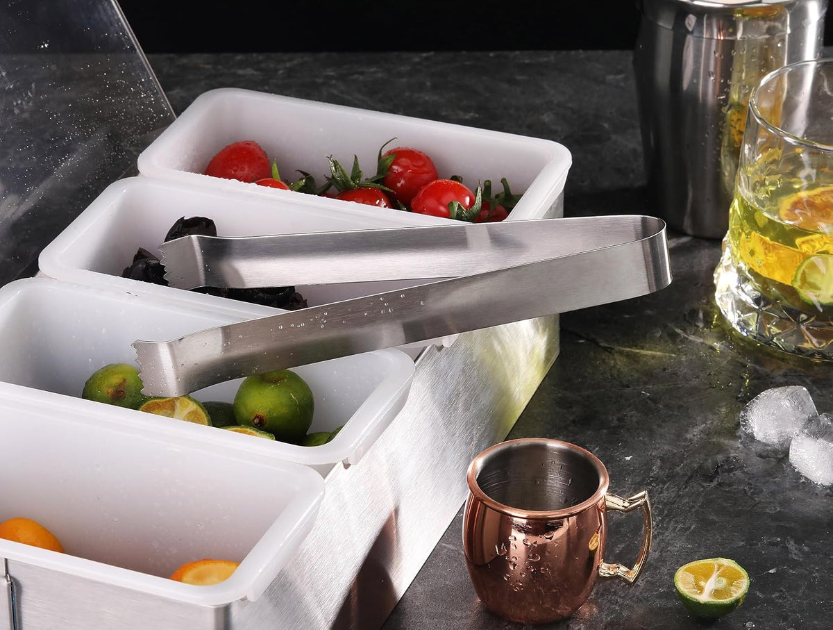 New Star Foodservice Restaurant-Grade Pom Tong, Stainless Steel, 6.5 Inch, Set of 6, Silver