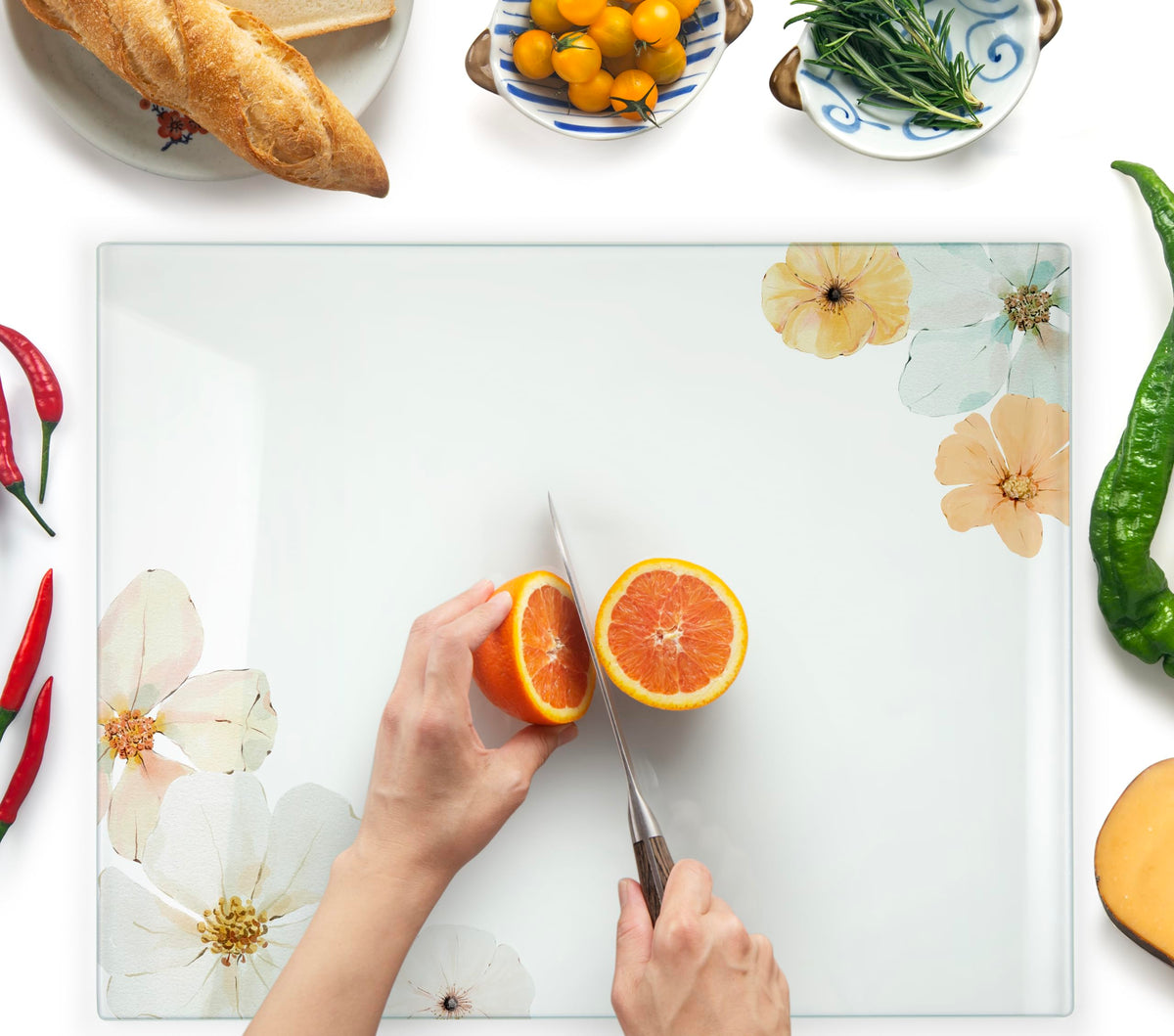 Kitchenville Glass Cutting Board 20”x16”: Tempered Glass Kitchen Counter Protector - Durable- Scratch-Resistant, Heat-Proof - Clear Design