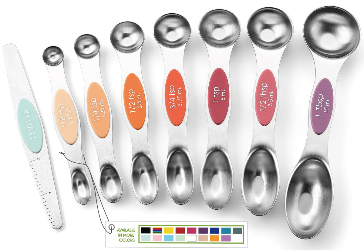 Spring Chef Magnetic Measuring Spoons Set of 8 for Kitchen, Multicolor