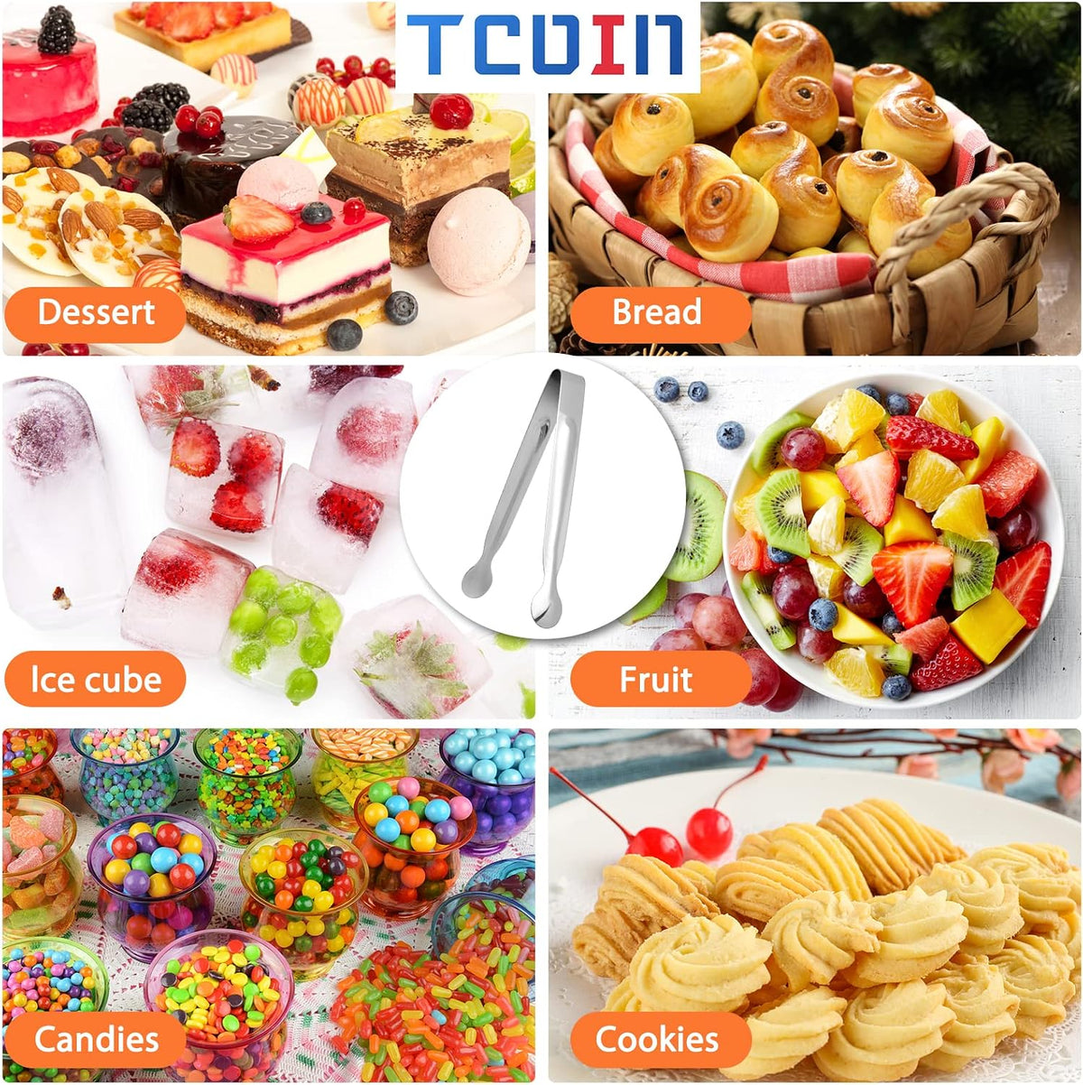 Small Serving Tongs,Ice Tongs,Sugar Tongs,Kitchen Tiny Tongs for Appetizers,12 PCS(6 Inch)