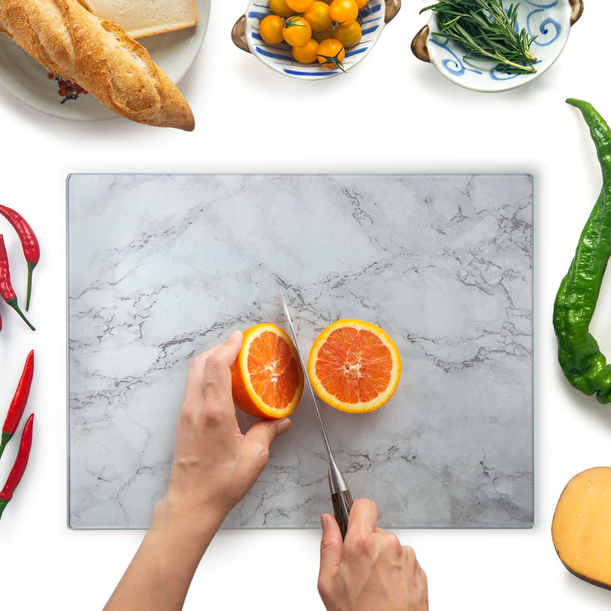 Kitchenville Glass Cutting Board 20”x16”: Tempered Glass Kitchen Counter Protector - Durable- Scratch-Resistant, Heat-Proof - Clear Design