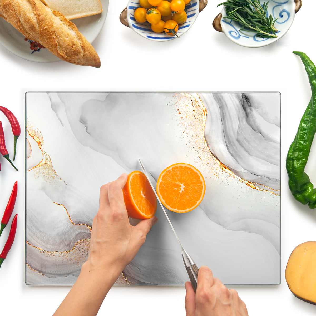 Kitchenville Glass Cutting Board 20”x16”: Tempered Glass Kitchen Counter Protector - Durable- Scratch-Resistant, Heat-Proof - Clear Design