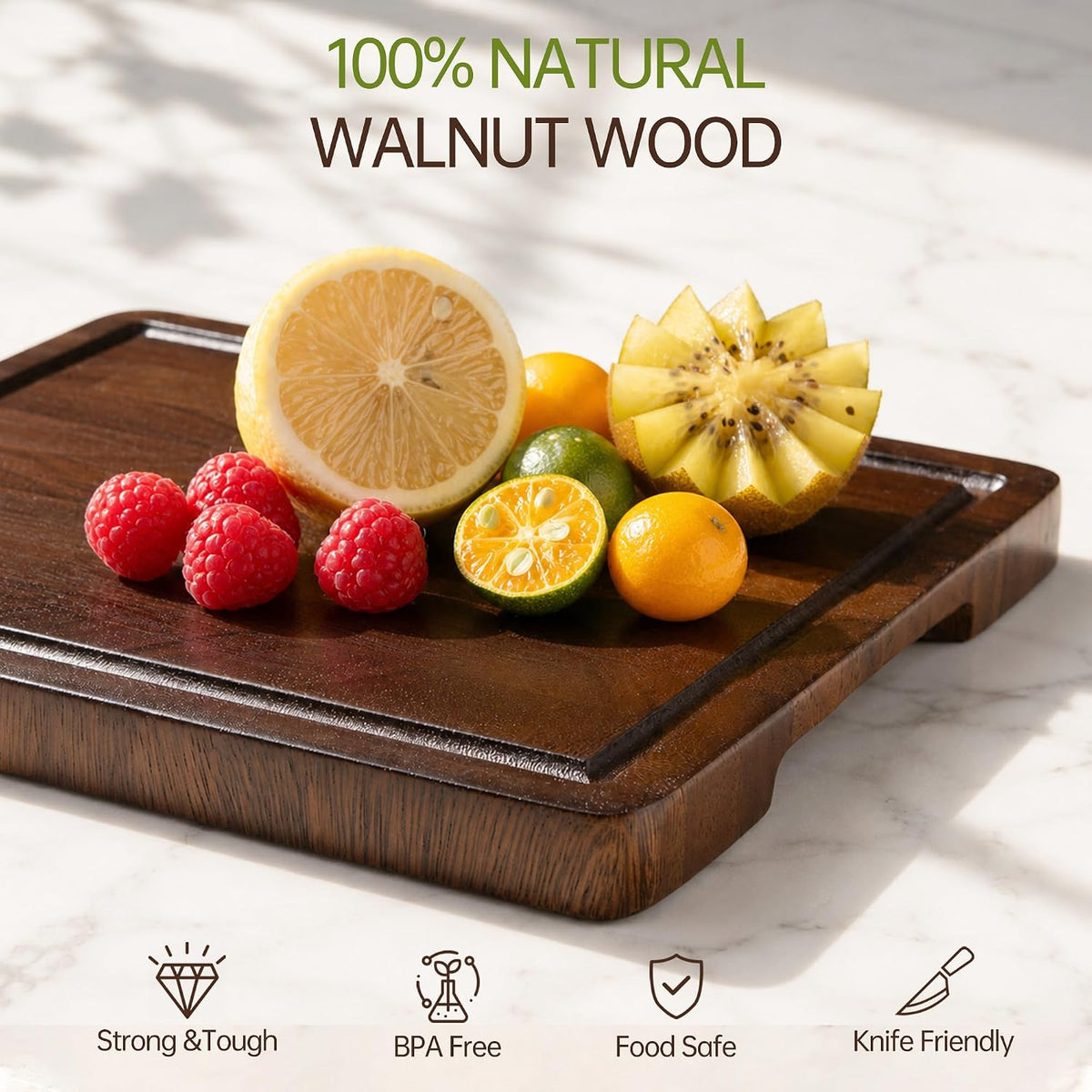 Small Wooden Cutting Board, Mini Walnut Cutting Board for Kitchen