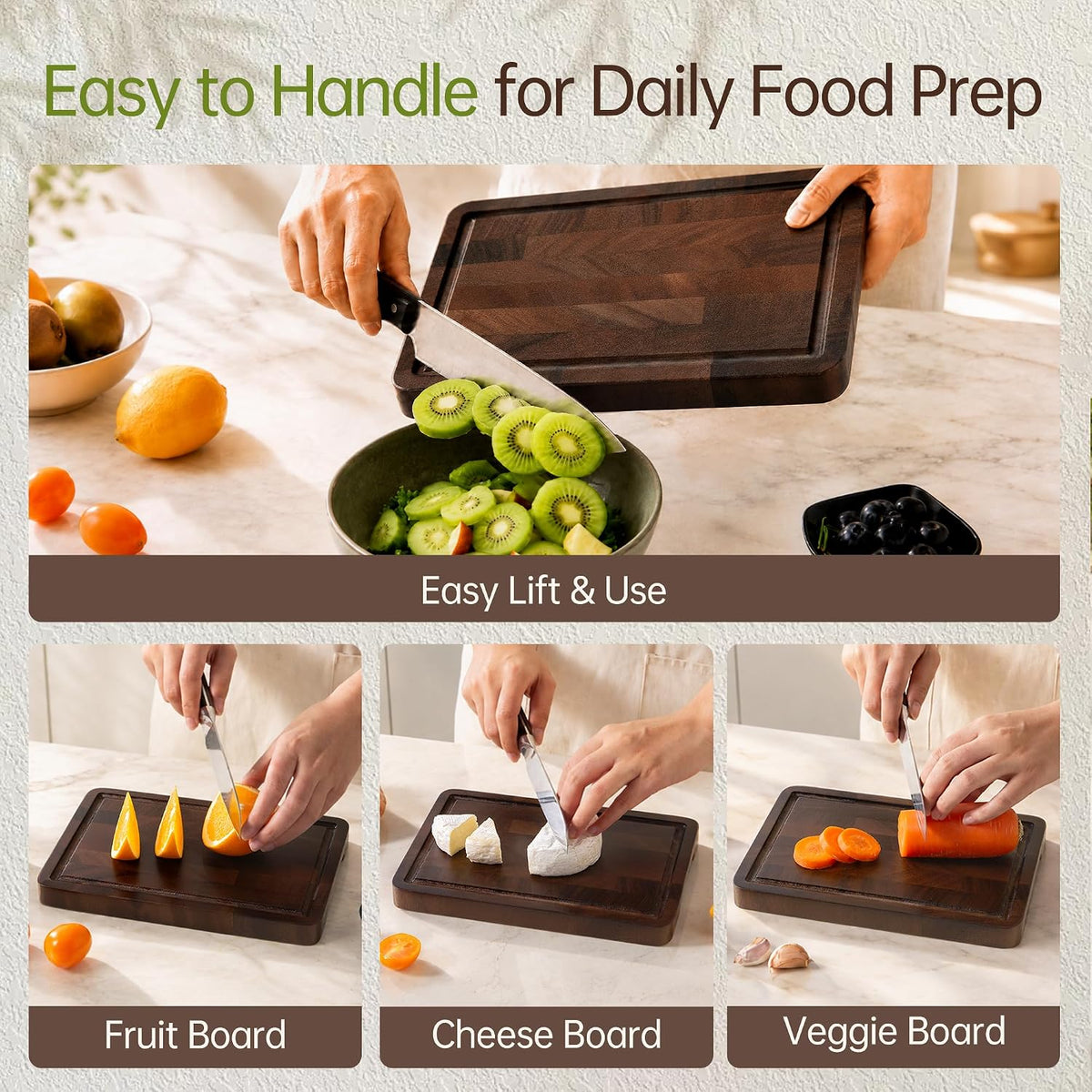 Small Wooden Cutting Board, Mini Walnut Cutting Board for Kitchen