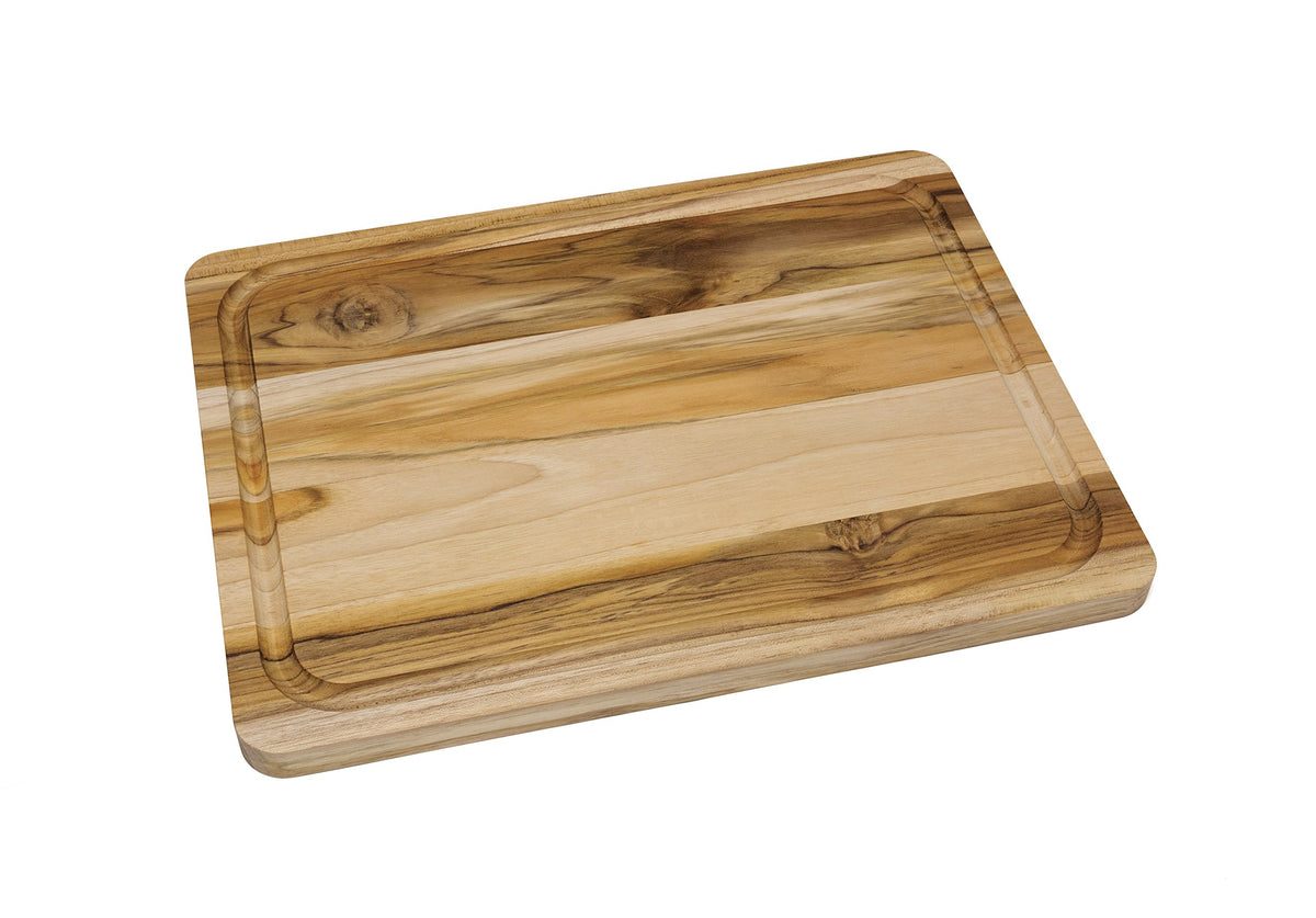 Lipper International 7215 Teak Wood Edge Grain Kitchen Cutting and Serving Board, Small, 12" x 9" x 5/8"