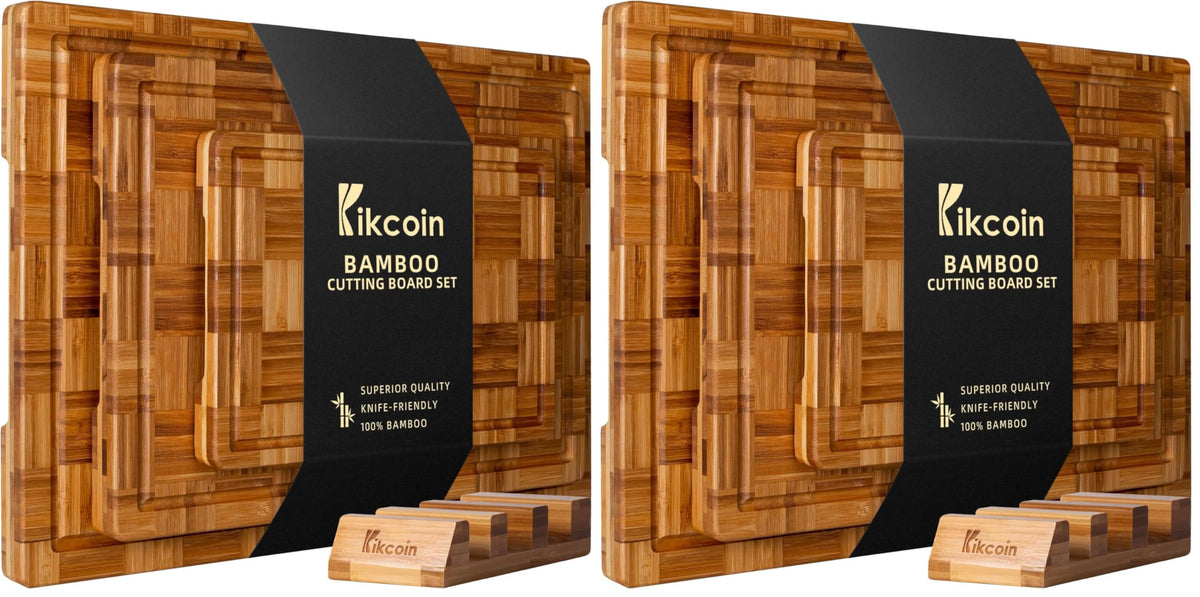 Kikcoin Extra Large Bamboo Cutting Board, Wood Cutting Boards for Kitchen