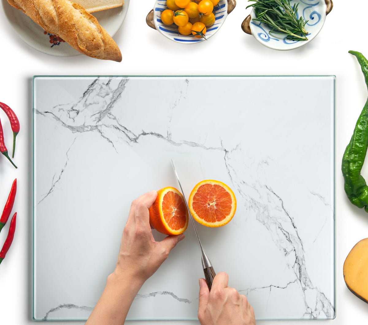 Kitchenville Glass Cutting Board 20”x16”: Tempered Glass Kitchen Counter Protector - Durable- Scratch-Resistant, Heat-Proof - Clear Design