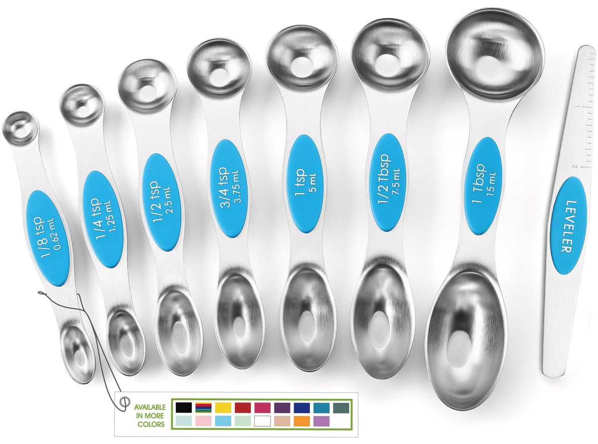 Spring Chef Magnetic Measuring Spoons Set of 8 for Kitchen, Multicolor