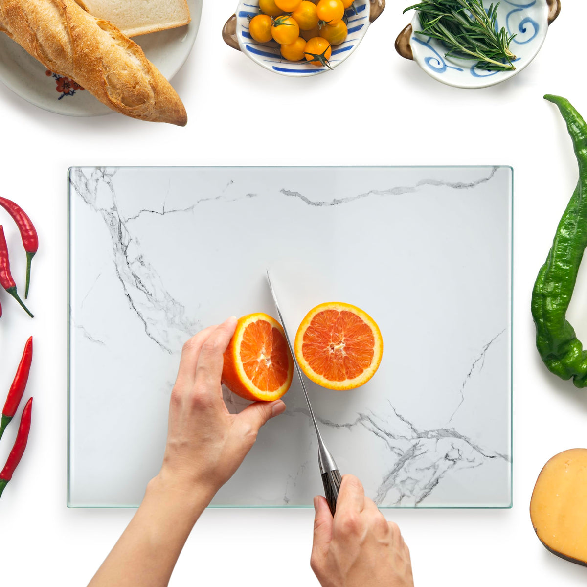 Kitchenville Glass Cutting Board 20”x16”: Tempered Glass Kitchen Counter Protector - Durable- Scratch-Resistant, Heat-Proof - Clear Design