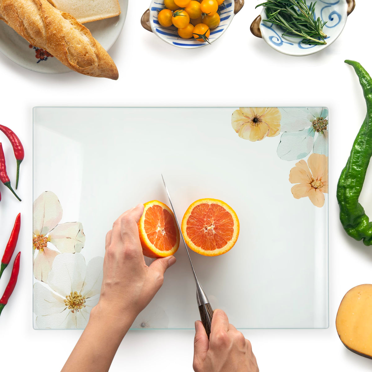 Kitchenville Glass Cutting Board 20”x16”: Tempered Glass Kitchen Counter Protector - Durable- Scratch-Resistant, Heat-Proof - Clear Design