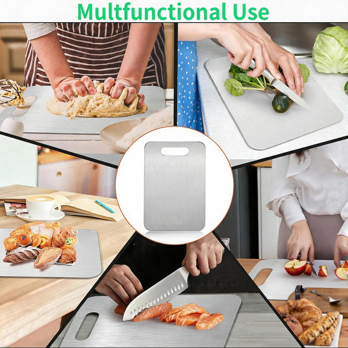 Katori Titanium Cutting Board, 100% Pure Titanium Cutting Boards for Kitchen, Double Sided Non Toxic Cutting Board,Hygiene Durable Chopping Board Suitable for Dishwasher Safe (1PCS,XL)