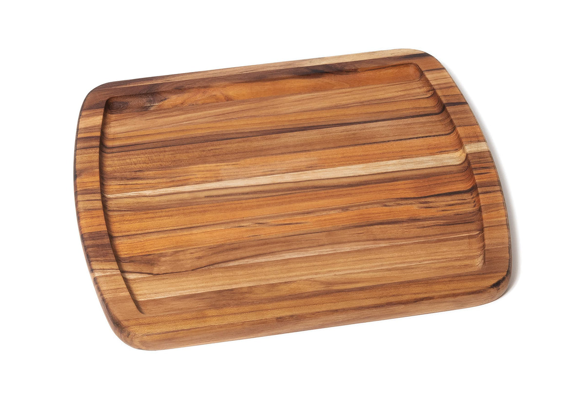 Lipper International 7215 Teak Wood Edge Grain Kitchen Cutting and Serving Board, Small, 12" x 9" x 5/8"