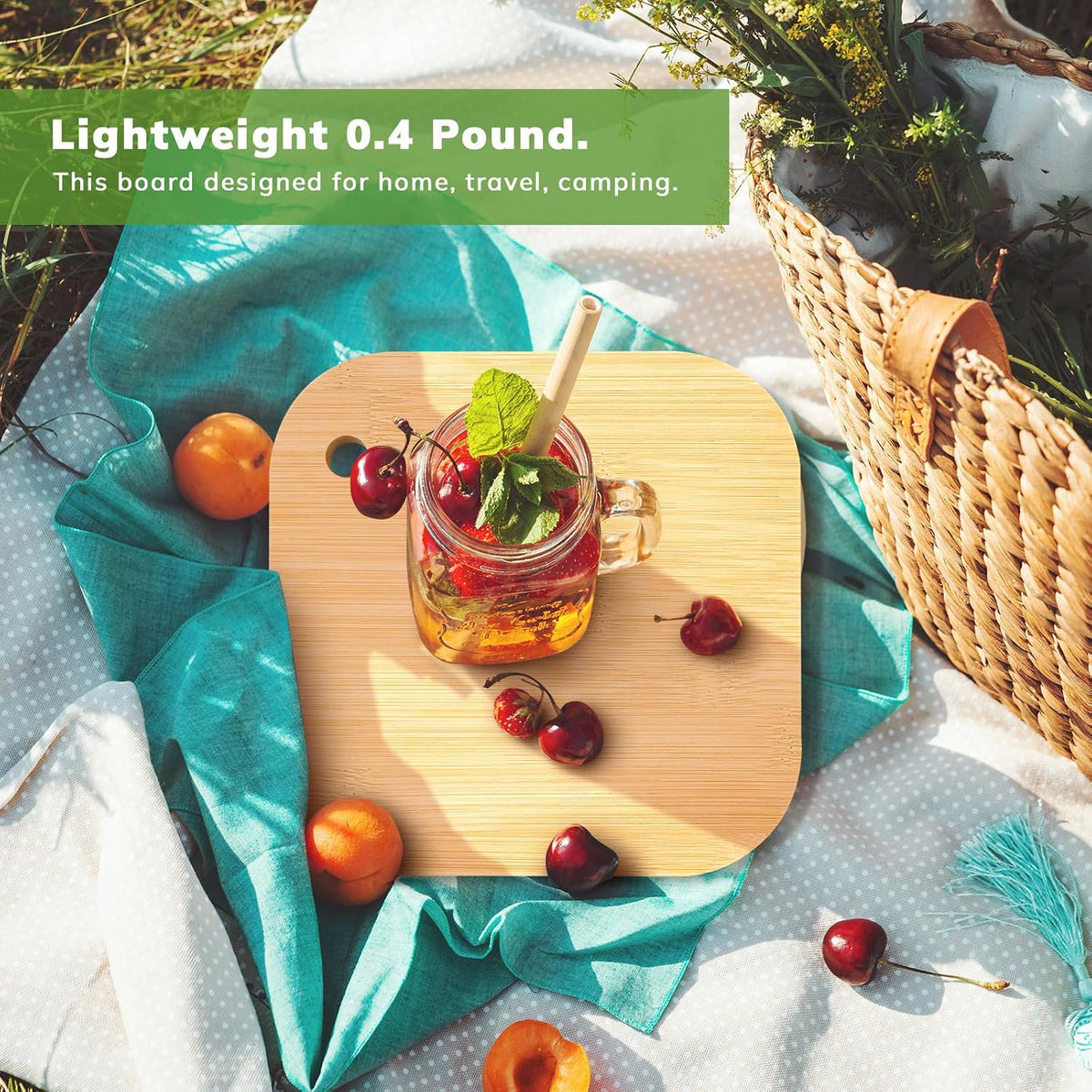LorisArm Small Bamboo Wood Cutting Board 8"Mini Lightweight Wooden chopping boards for Fruit, Vegetable, Camping Trip.