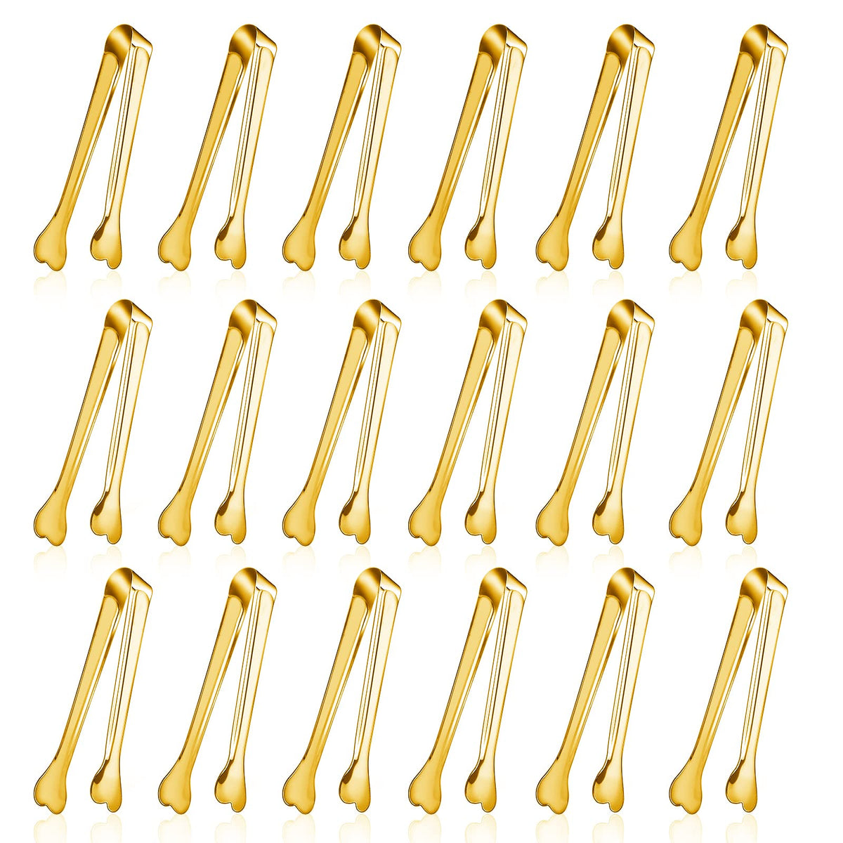 Dmoera 18 Pack Premium Small Serving Tongs, Mini Stainless Steel Appetizer Tongs 4.33Inch Silver
