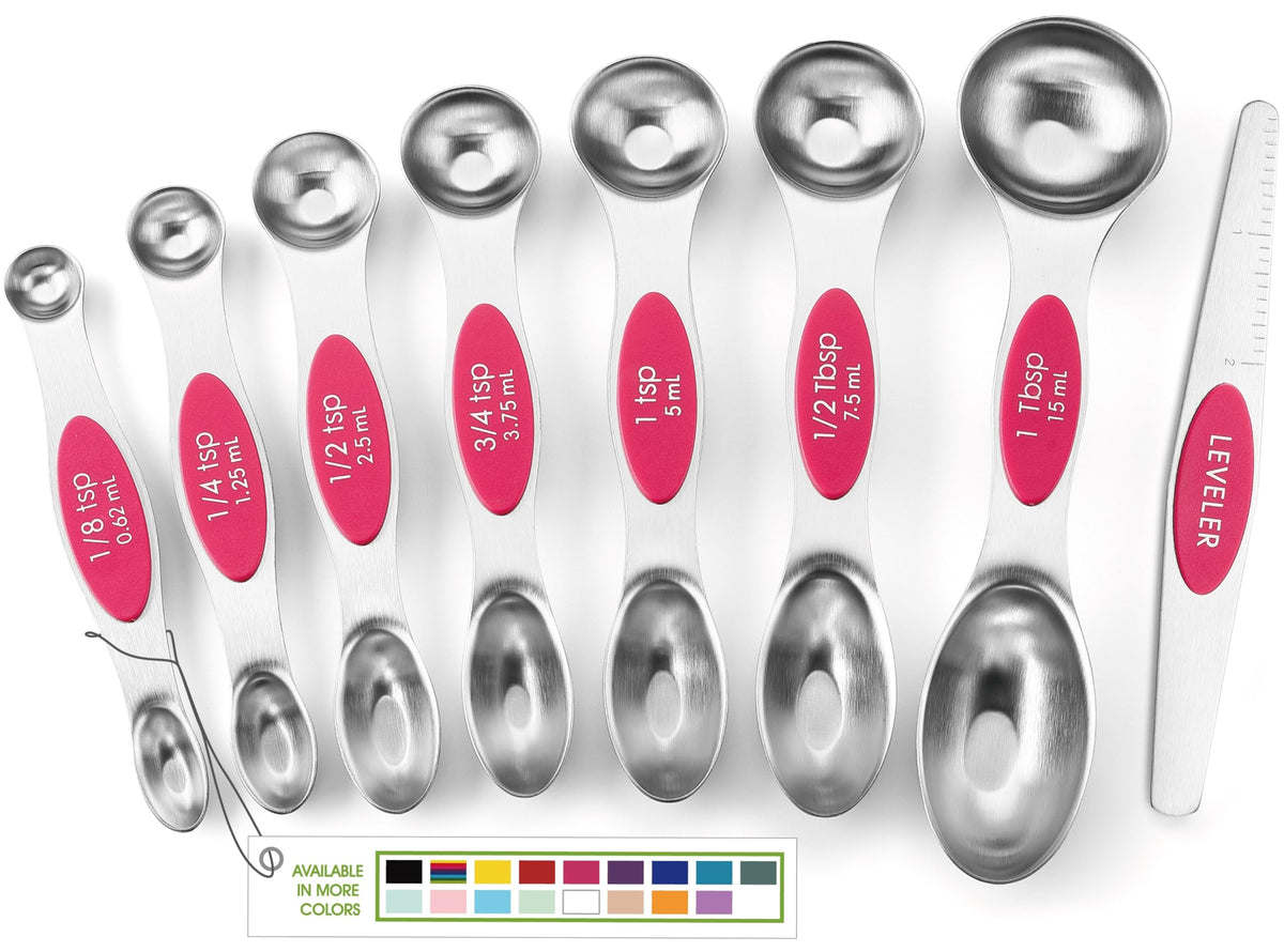 Spring Chef Stainless Steel Magnetic Measuring Spoons Set of 8, Black