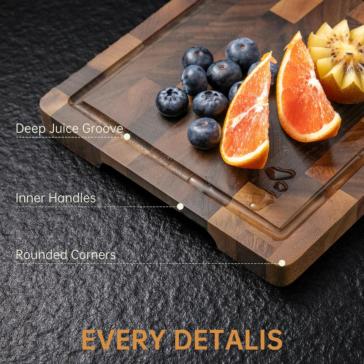 THETCHRY Walnut Cutting Board, Small Wooden Cutting Board Meal Prep Serving